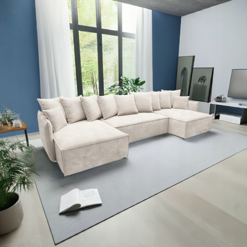 Velký Rozkládací Rohová Sedací Souprava S Funkcí Spaní Rosso XL