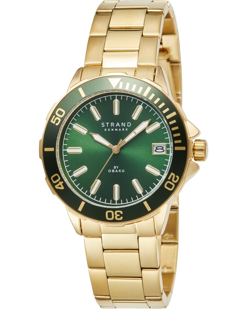 Nové Originální Pánské hodinky Strand by Obaku S744GDGESG zlaté, zelené