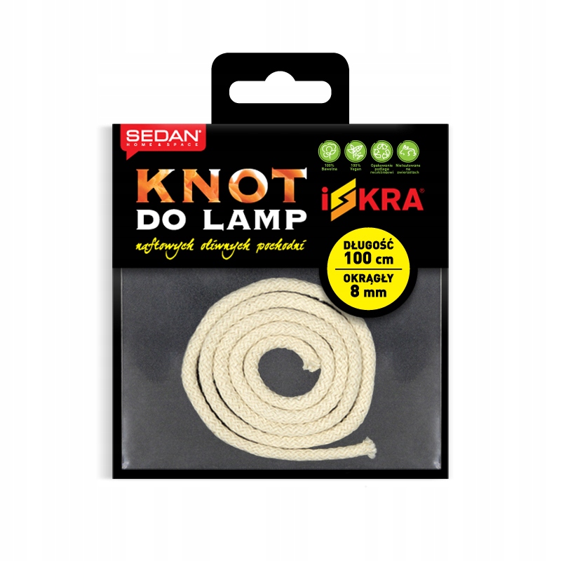 

Knot do lamp naftowych świec pochodni fi 8mm 100cm