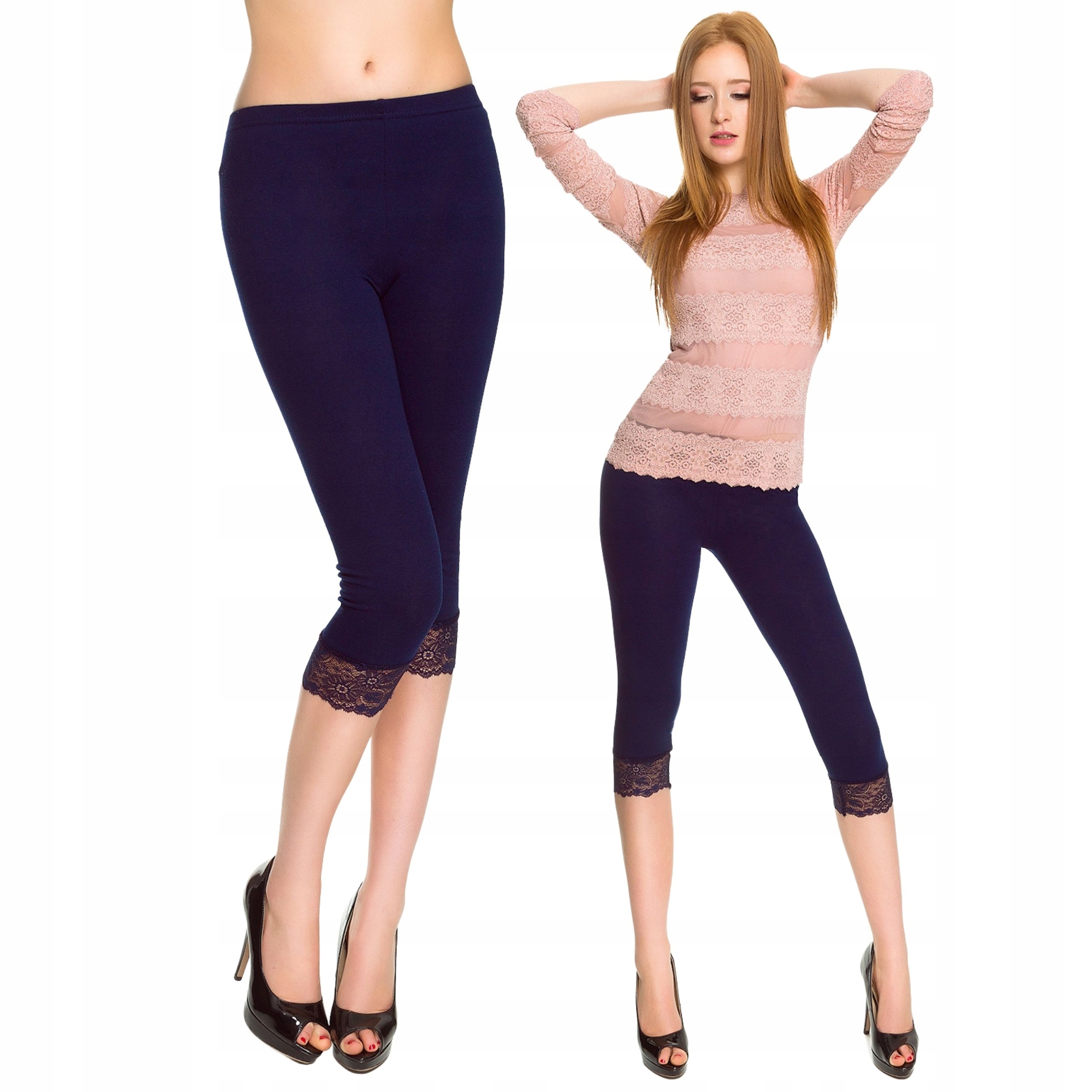 

Damskie Legginsy 3/4 Z Koronką Getry Rybaczki M