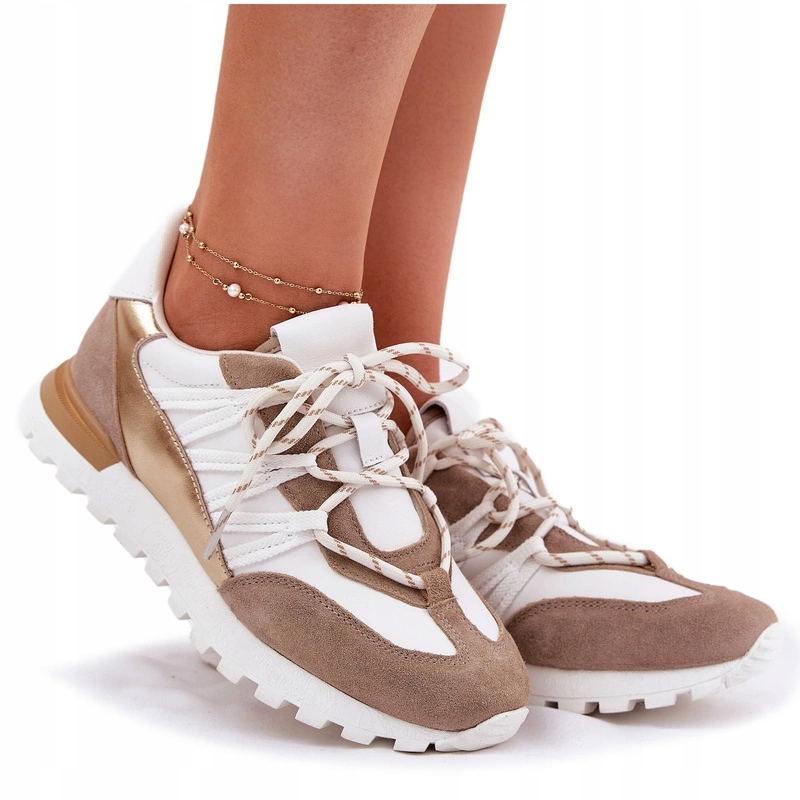 Dámské Kožené Polobotky Artiker 56C1738 Béžovo-zlaté 37