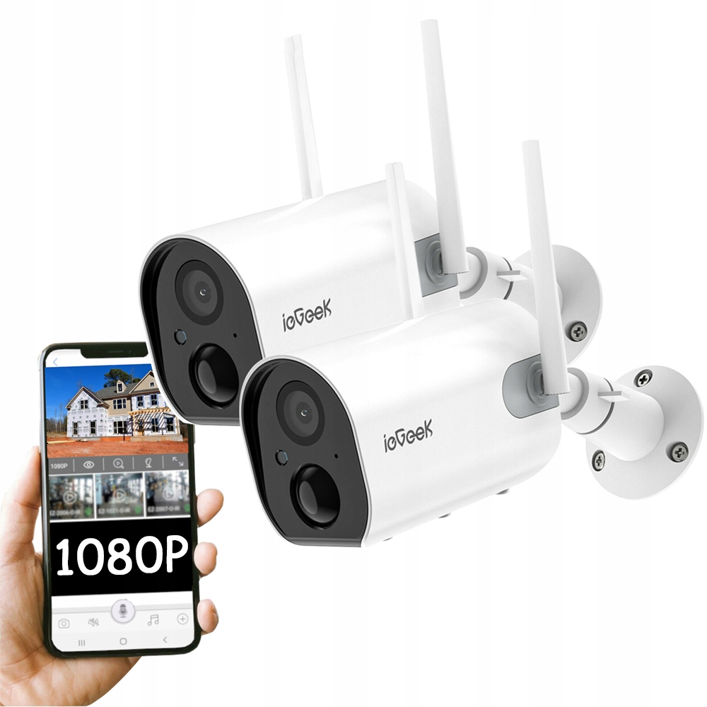 

Kamera Zewnętrzna WiFi Kamery 15000mAh Aku 2szt