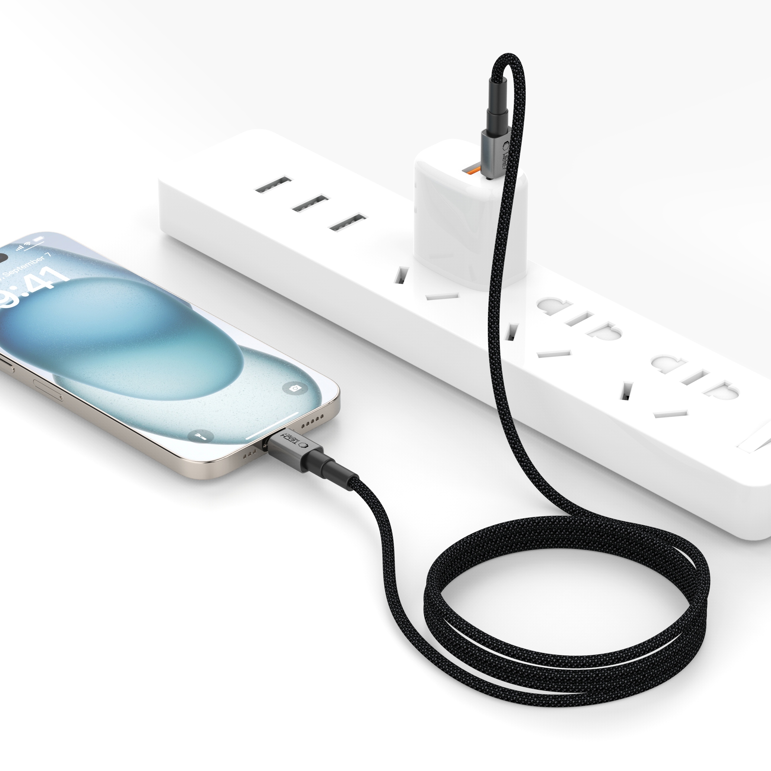 WYTRZYMAŁY KABEL 100CM USB-C TYPE-C - SZYBKI / WZMOCNIONY / PLECIONY - 100W Marka Tech-protect