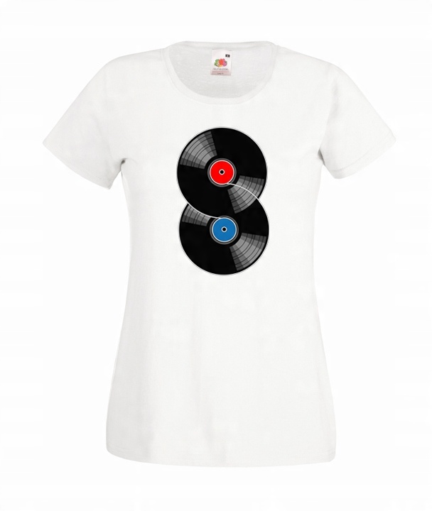 

M Koszulka Damska Vinyle Winyl Retro Płyty Wzory