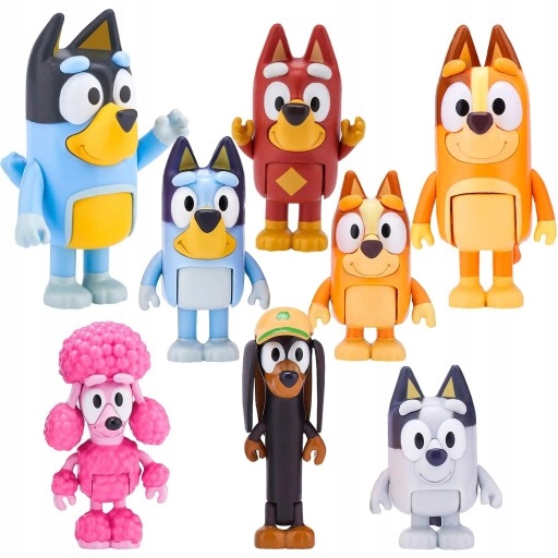 

8 Szt Figurki Z Bajki Bluey Z Rodziną