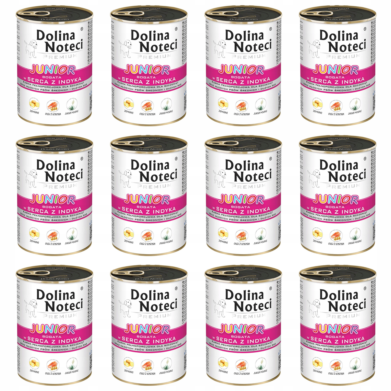 Dolina Noteci Junior Krmivo mokré pro štěňata Krůtí srdce 12 x 400 g