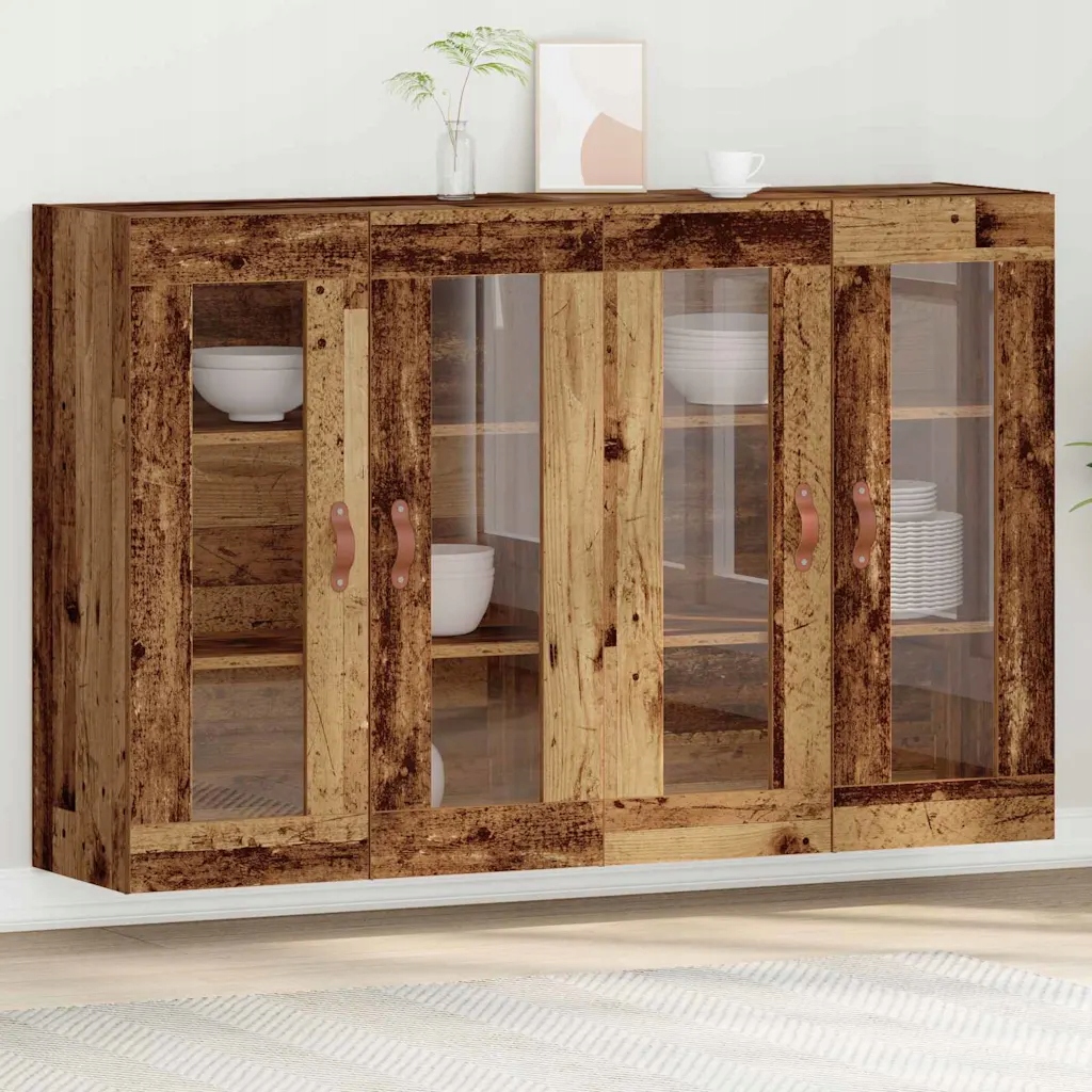vidaXL Nástěnné skříňky 2 pcs Staré dřevo 69,5 x 34 x 90 cm