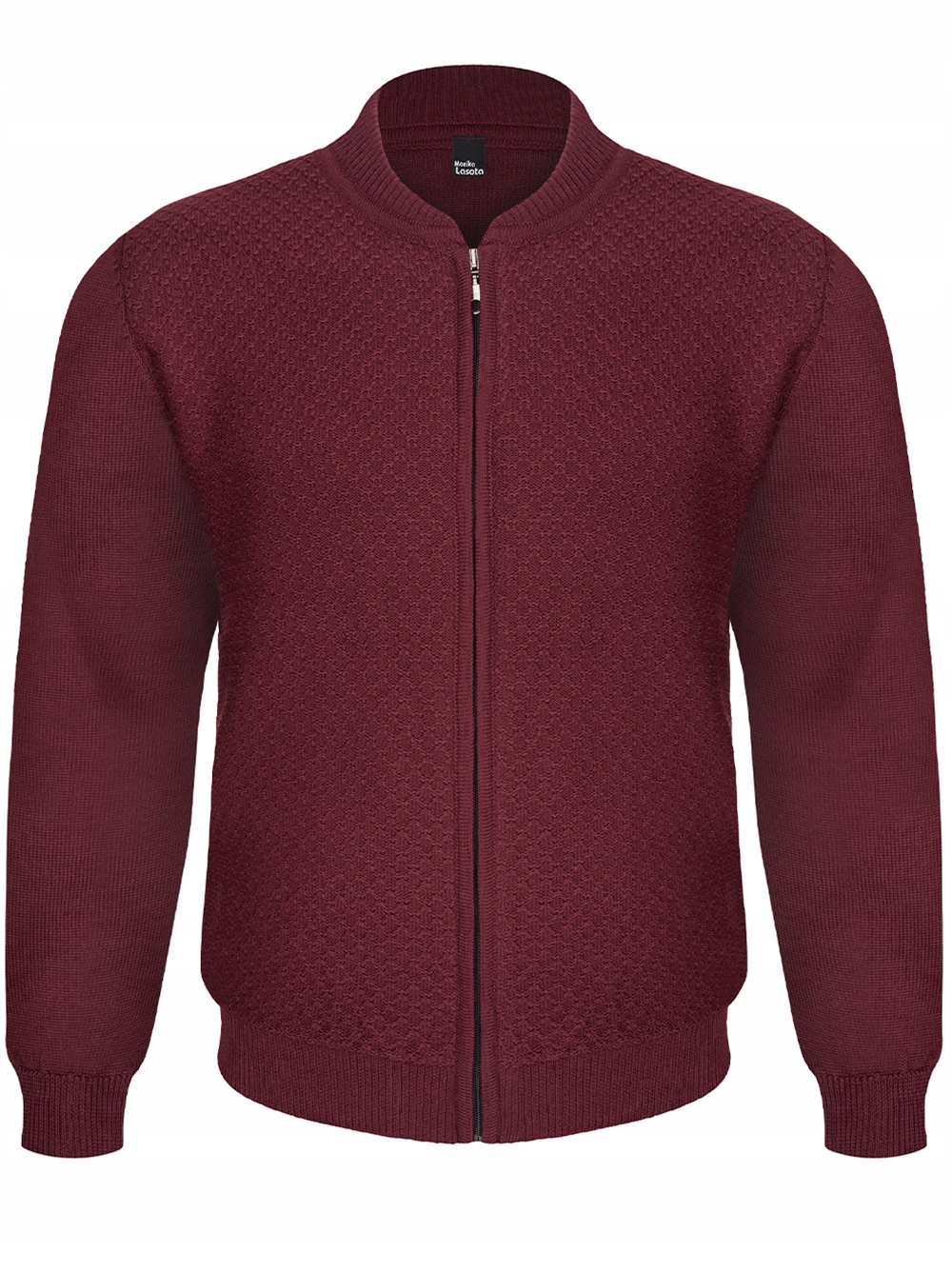 WEŁNIANY ROZPINANY SWETER MĘSKI - ŚLIWKA L