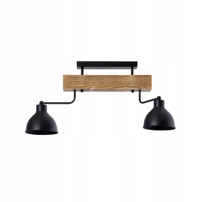 Dřevěný stropní svítidlo s loftovými stínítky na výložnících do chodby haly