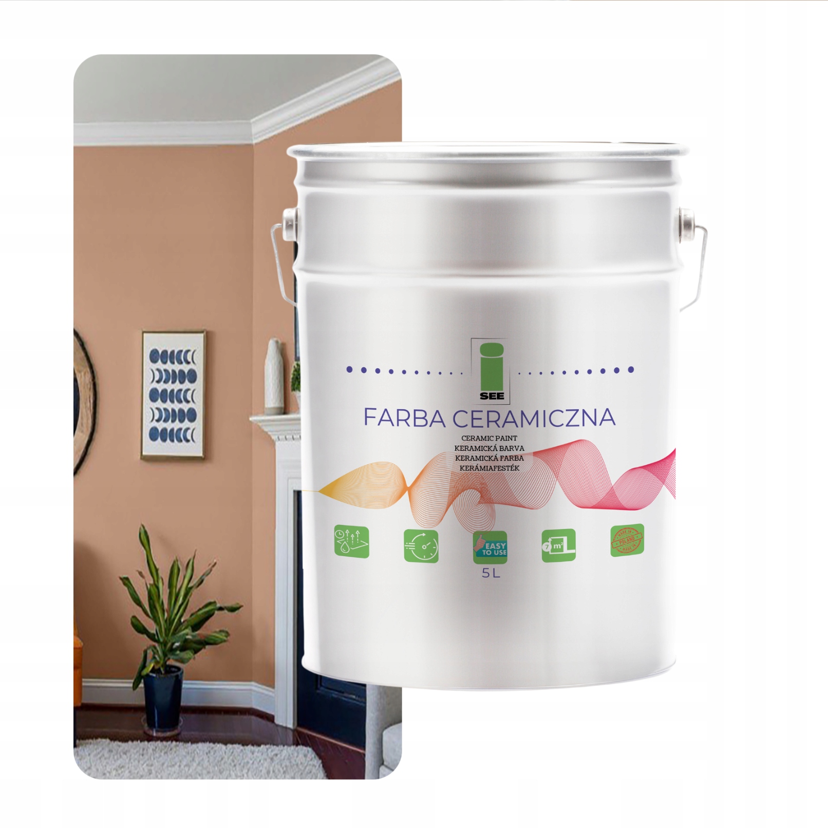 Umývateľná Keramická Farba Na Stenu Béžová Teplá 5 L Odolná Voči Škvrnám