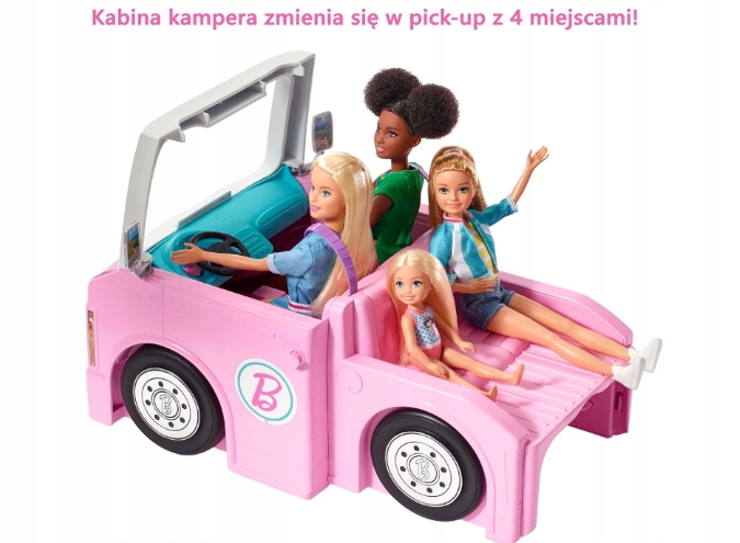 Kamper Samochód Kempingowy auto dla lalki Barbie barbi różowy Matell GHL93 Marka Barbie
