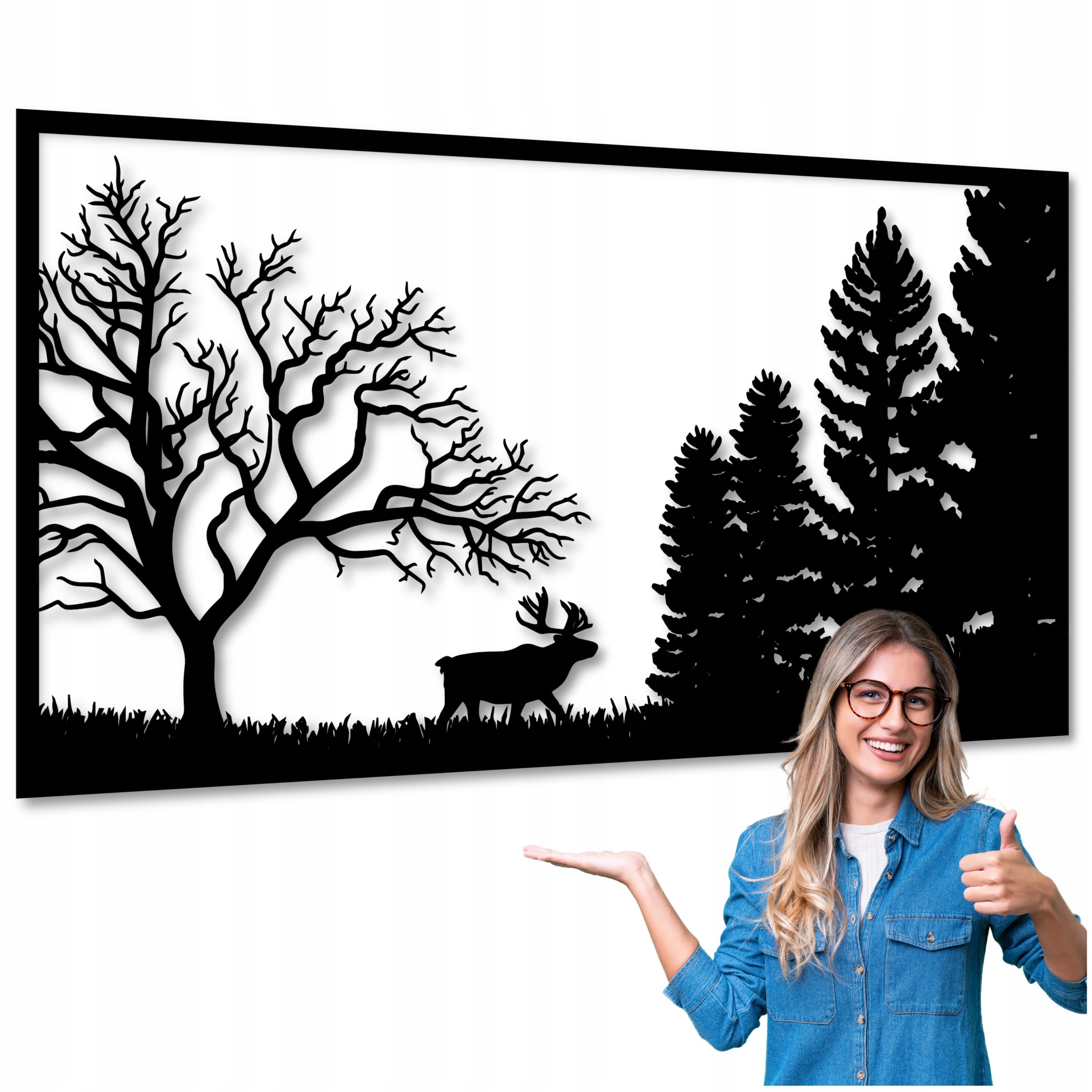 Ažurový Obraz Les Jelen 85x45 cm Obrazy Do Obývacího Pokoje Obrazy Na Zeď Dekorace