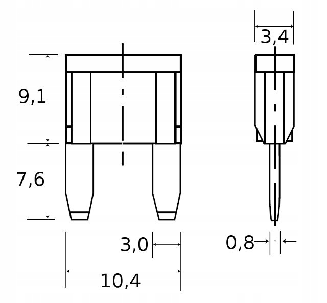BEZPIECZNIKI NOŻOWE PŁYTKOWE MINI 10 szt ZESTAW Marka Carmotion