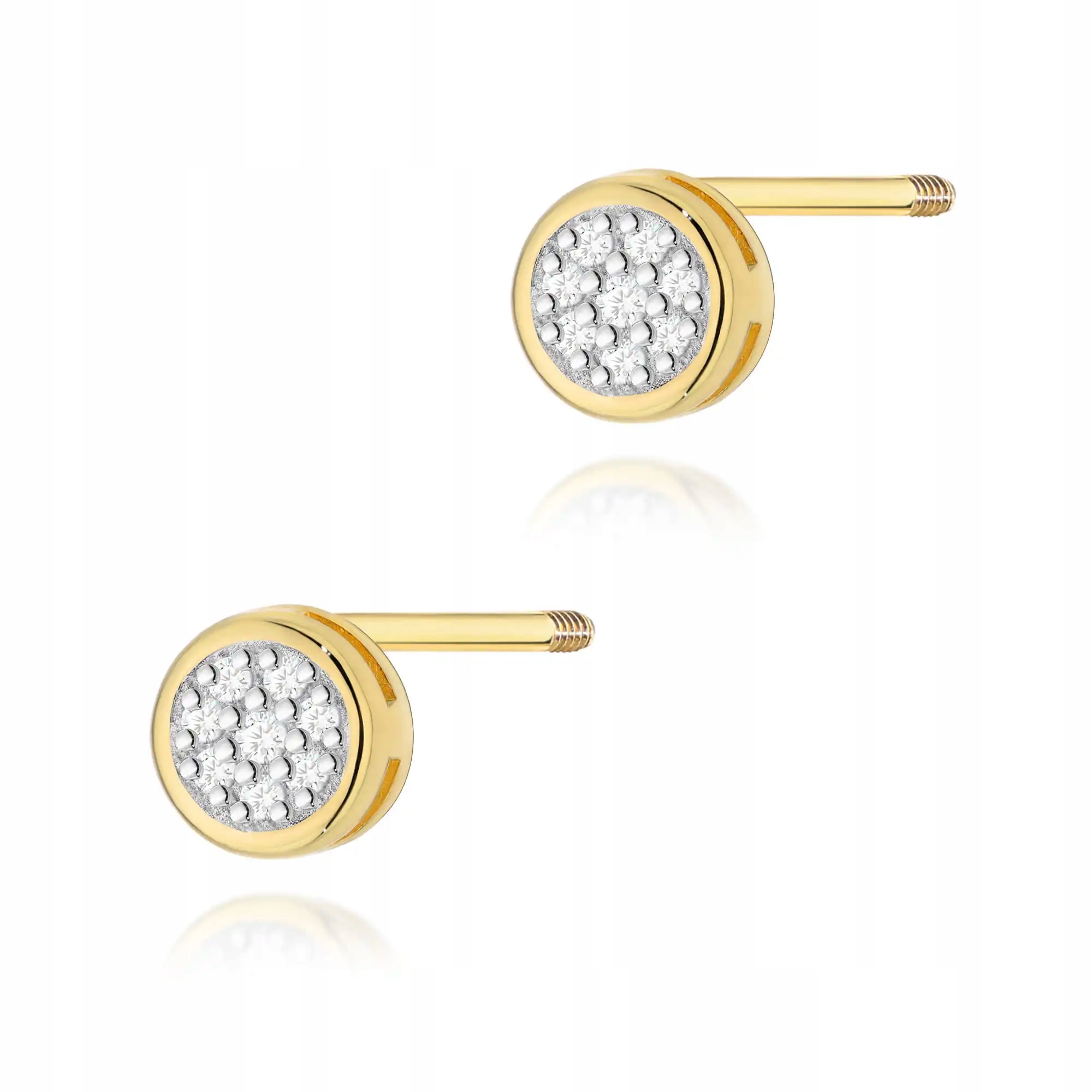 Zlaté náušnice pro ženy 585 s lesklými diamanty, značkové jako dárek