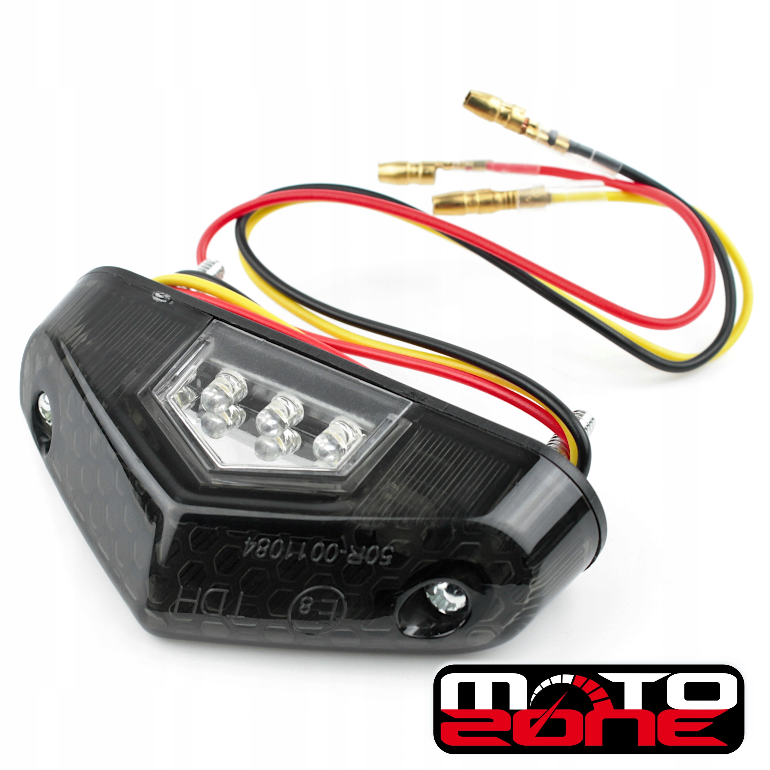 Lampa motocyklowa Led tylna homologacja E8 uniwersalna dymiony klosz