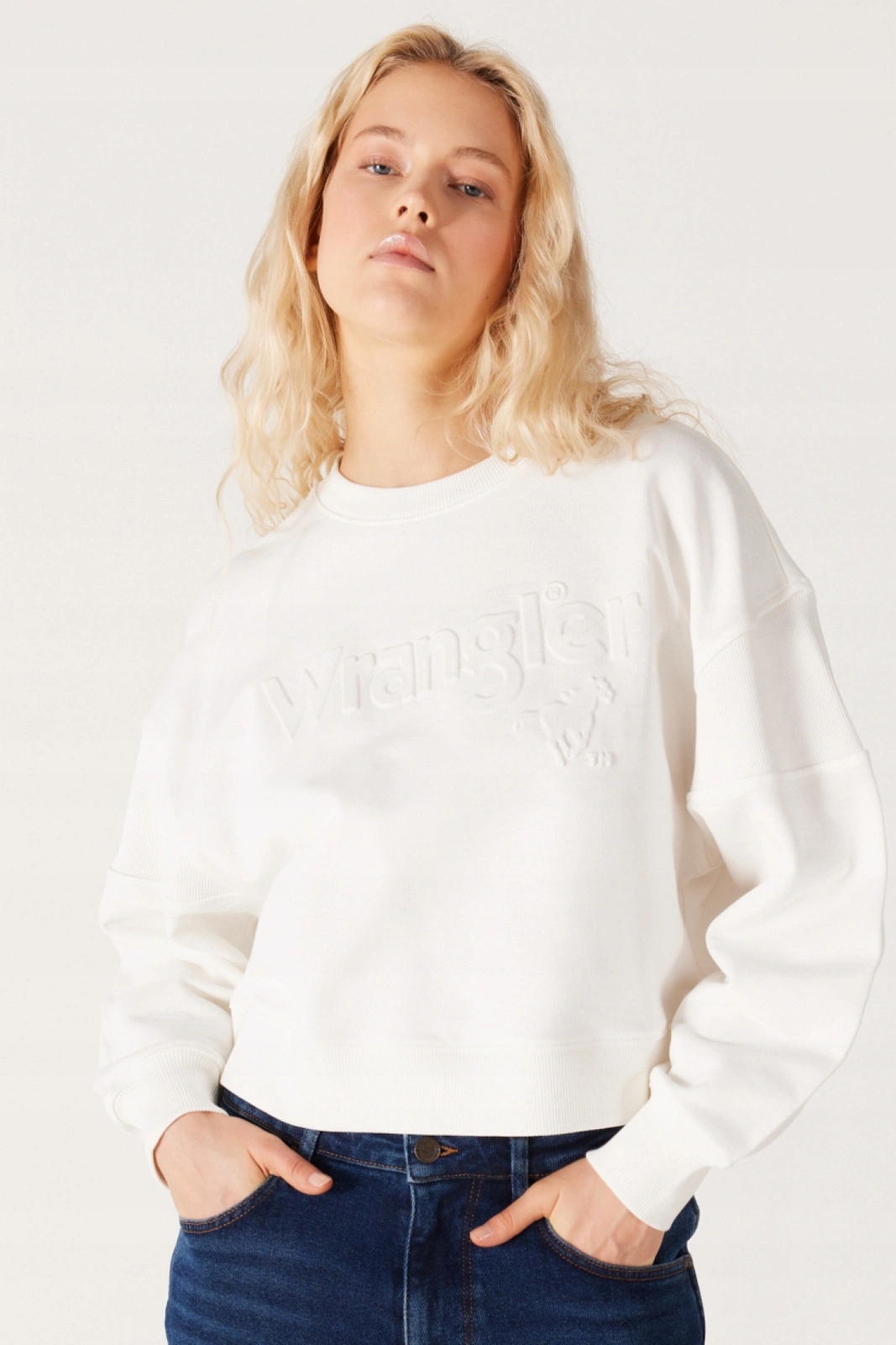 Dámská mikina Wrangler Puffy Crew Sweat Worn White 112388659 S