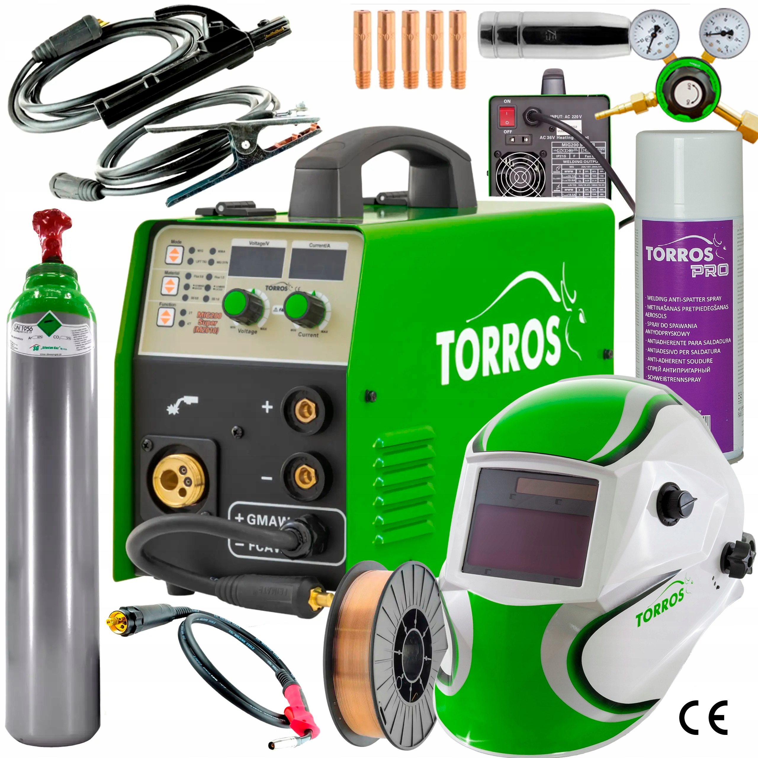 Spawarka inwertorowa migomat Torros Mig Mag Mma Tig 200A M2010 Ce Zestaw