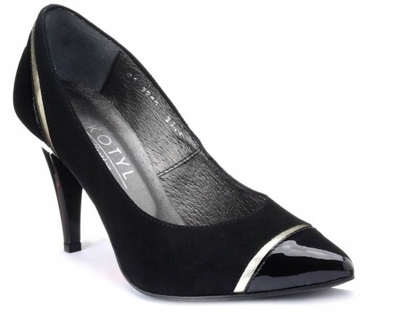 Černé semišové klasické lodičky kožené elegantní boty Kotyl 36