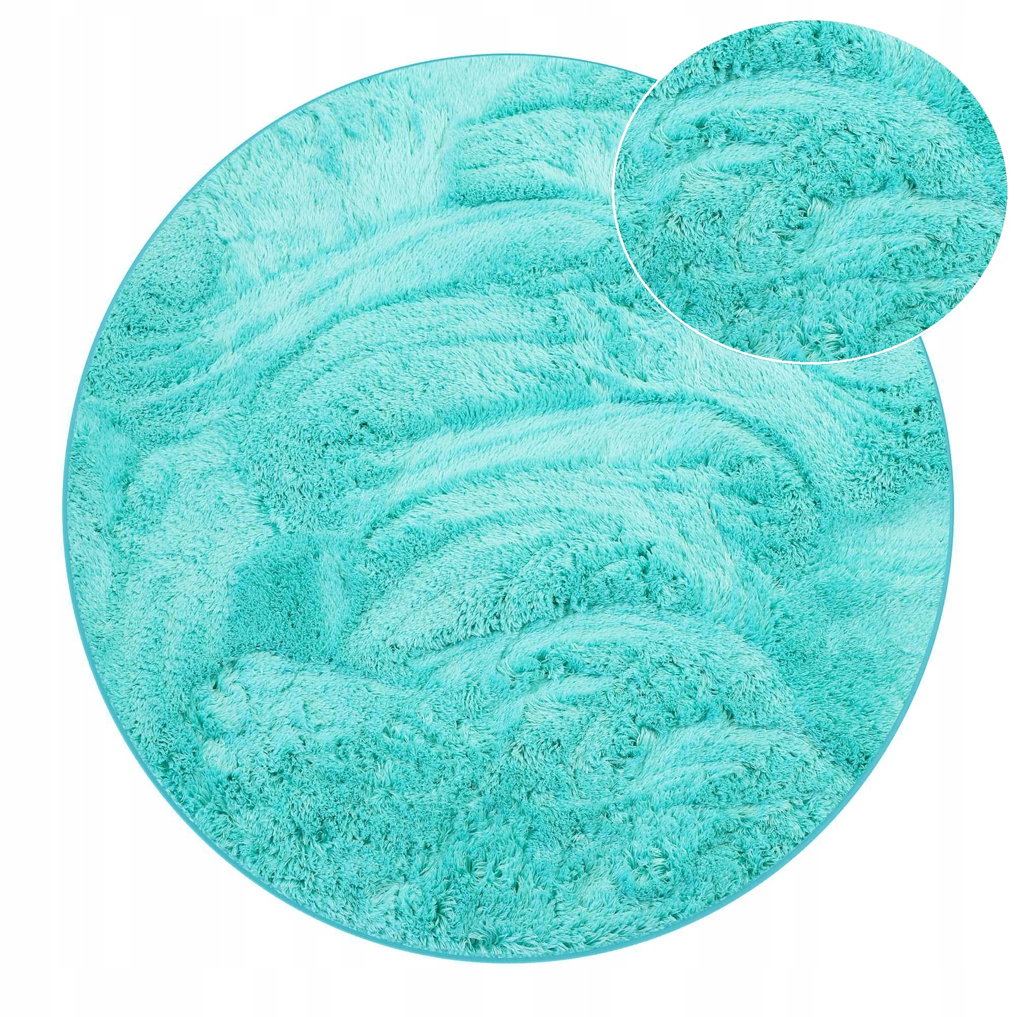 Koberec Softi Měkký Plyšový Kulatý Protiskluzový Tyrkysový 120 cm