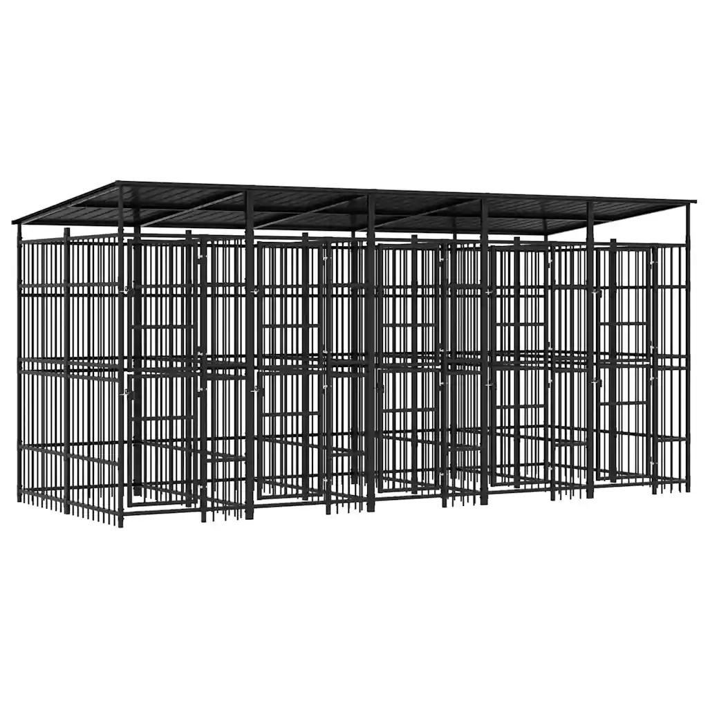 Levně Venkovní psí kotec se střechou ocel 9,22 m²