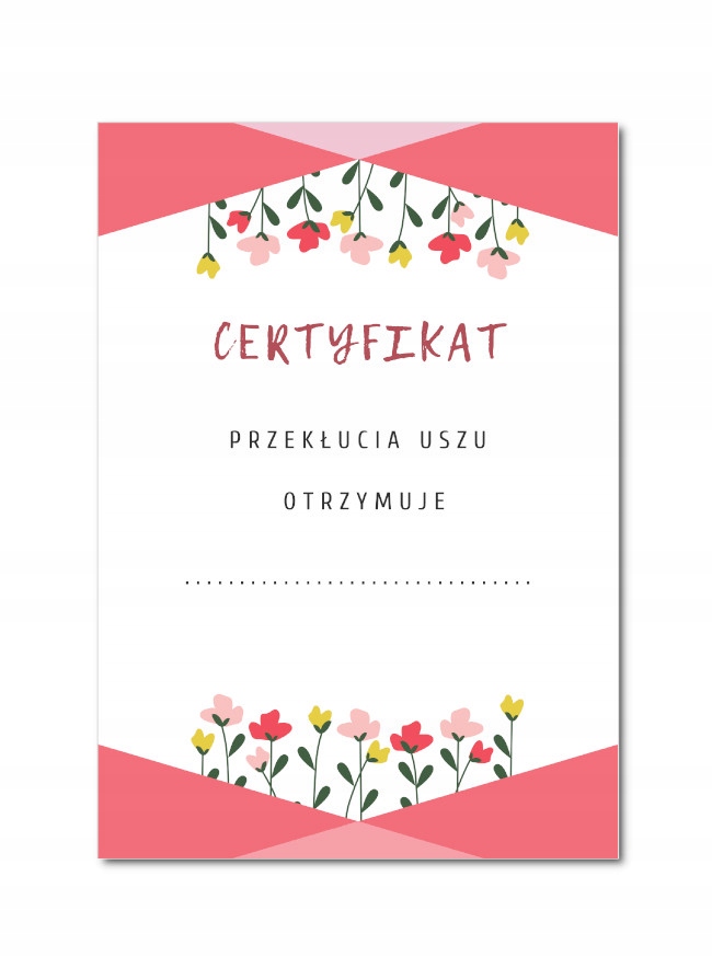 

Dyplom przekłucia uszu A4 papier satynowy