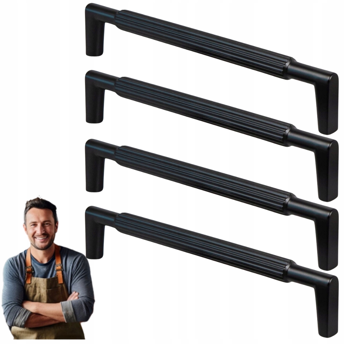 Nábytkový držiak na skrinku Randi 160 mm čierny mat, Radełko 4ks