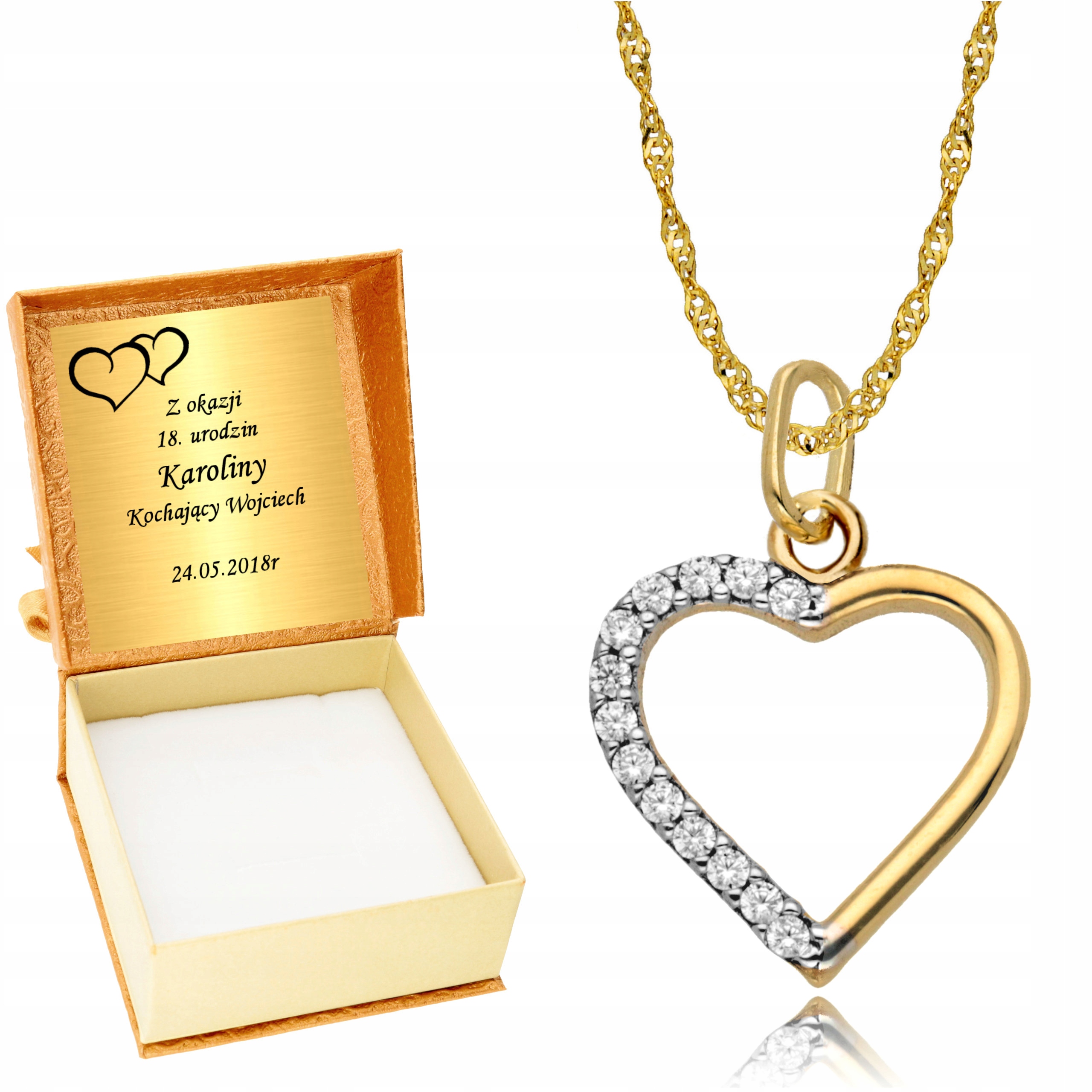 

Złoty Naszyjnik Serce Serduszko Grawer