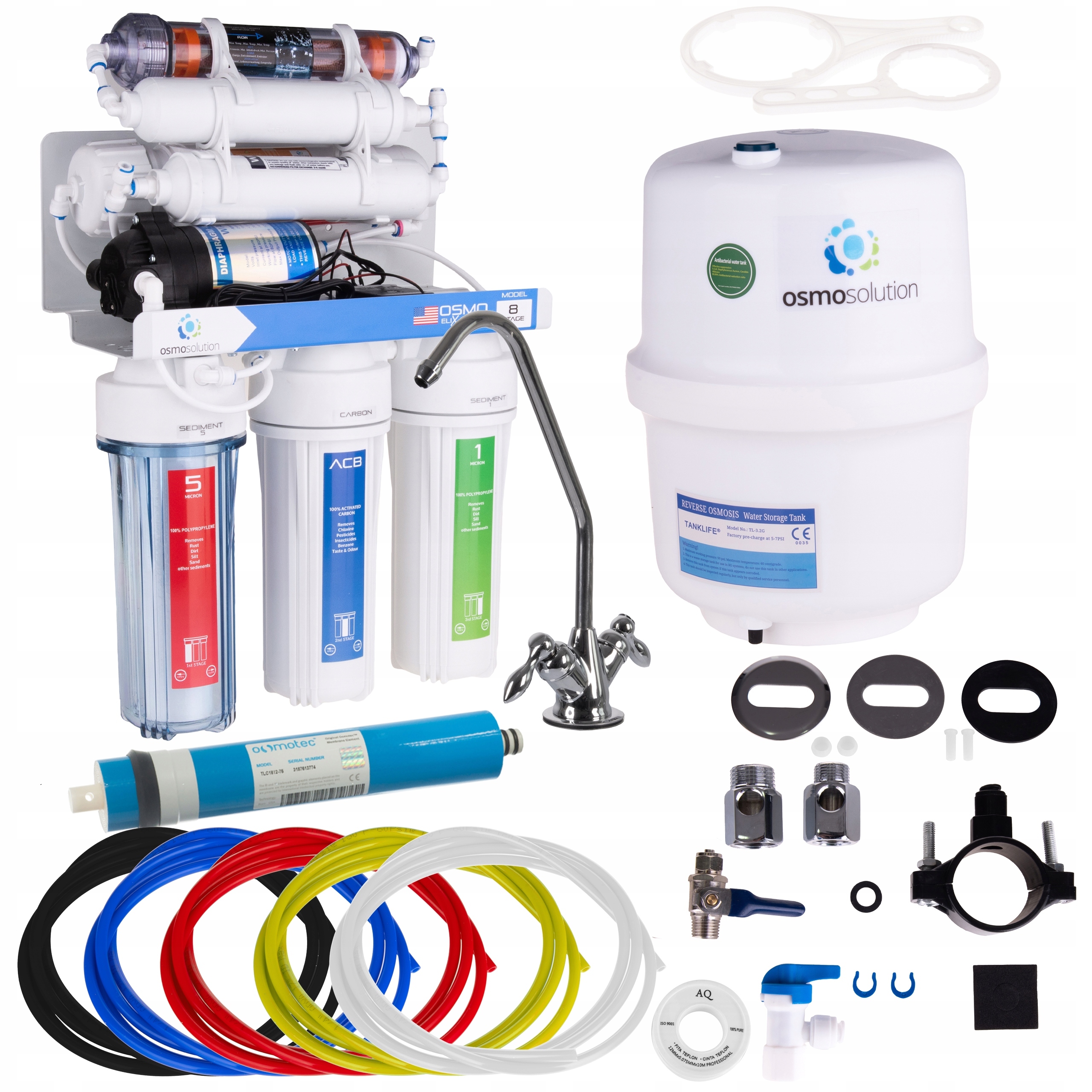 RO8 Filtry Wody Odwrócona Osmoza Pompa 75 Gpd