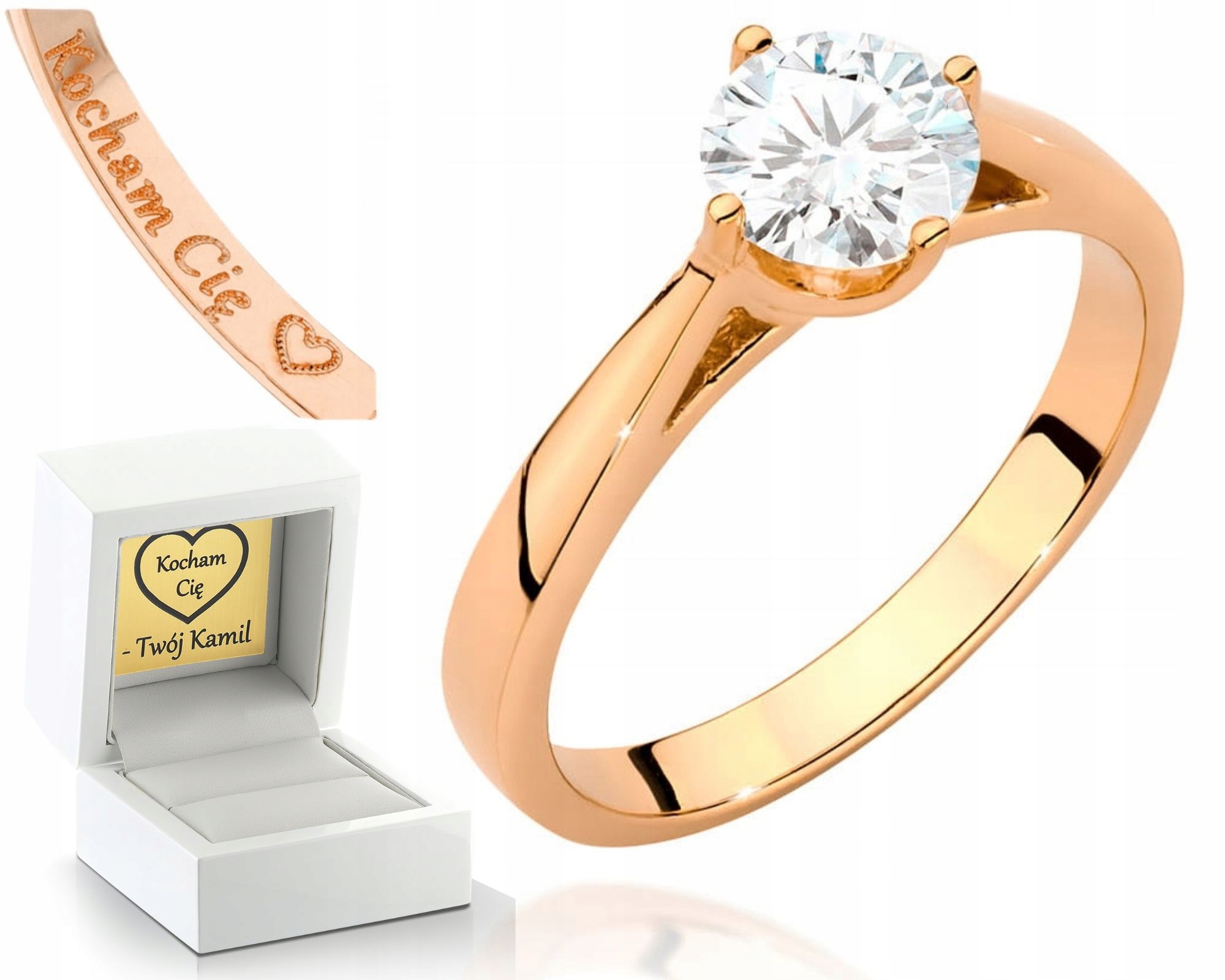 Růžové Zlato Prstýnek S Briliantem 585 Gravírování Bonus