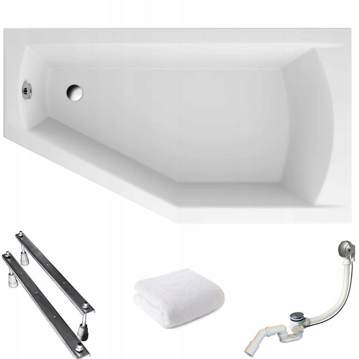 Asymetrická vana 140x90 Selena pravá sifon