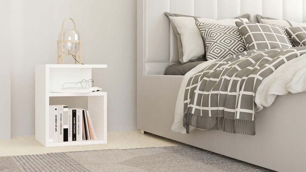 SZAFKA NOCNA 30 cm KOMODA STOLIK PÓŁKA DO SYPIALNI MEBLE BIEL MAT Głębokość mebla 30 cm