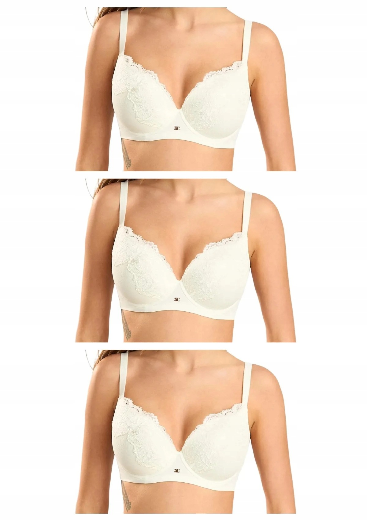 Lormar Saten 1900 podprsenka plunge push-up 3 ks ecru 85D