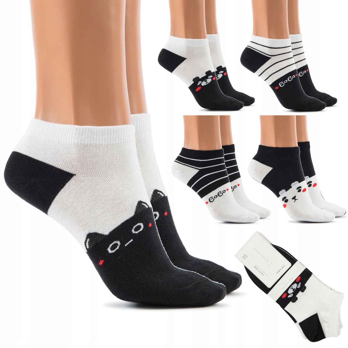 

5 x Bawełniane Skarpety Damskie Kolorowe mix 35-39