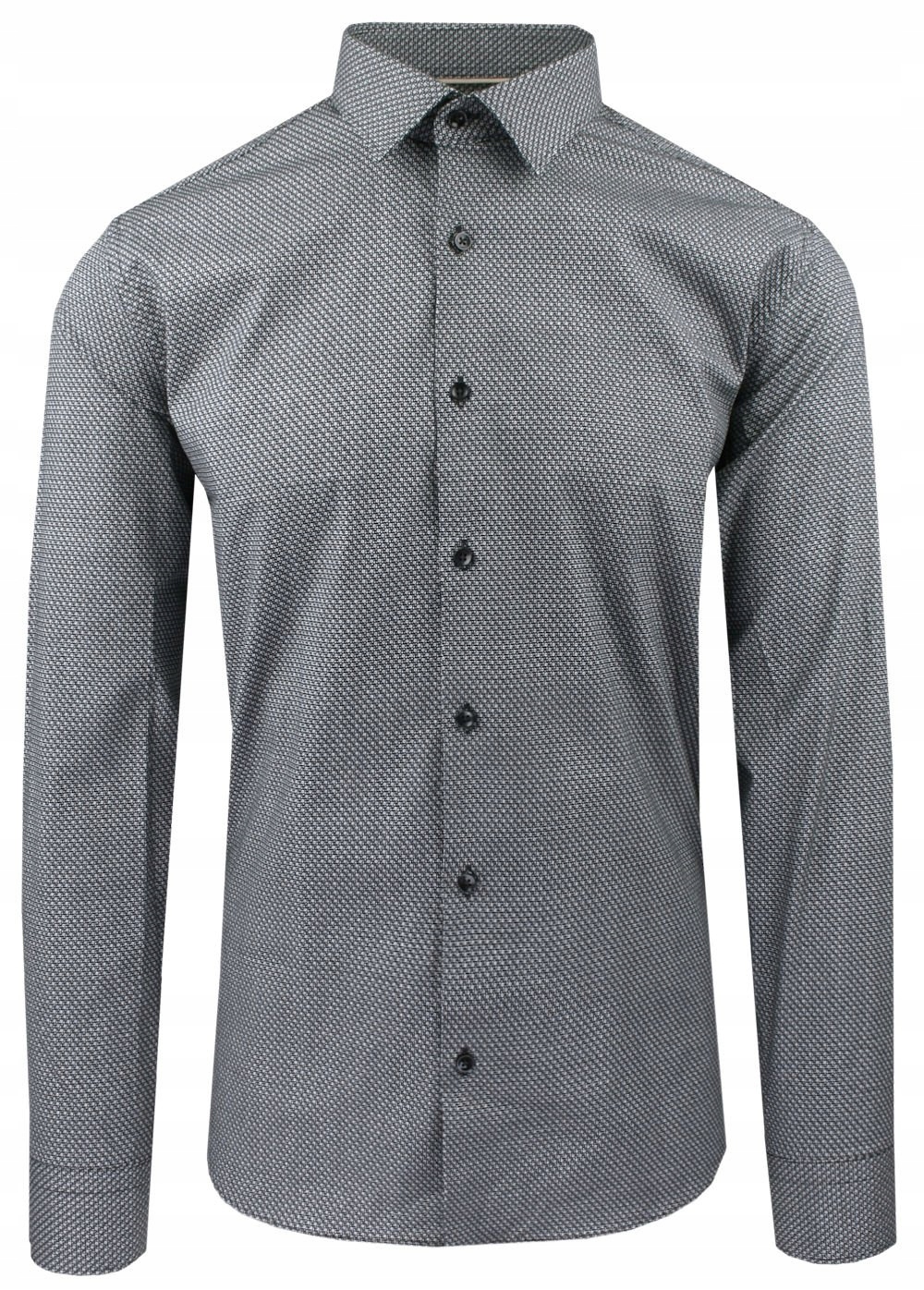 Vypasovaná pánská košile Victorio černá a bílá, mikrovzor 42/176-182