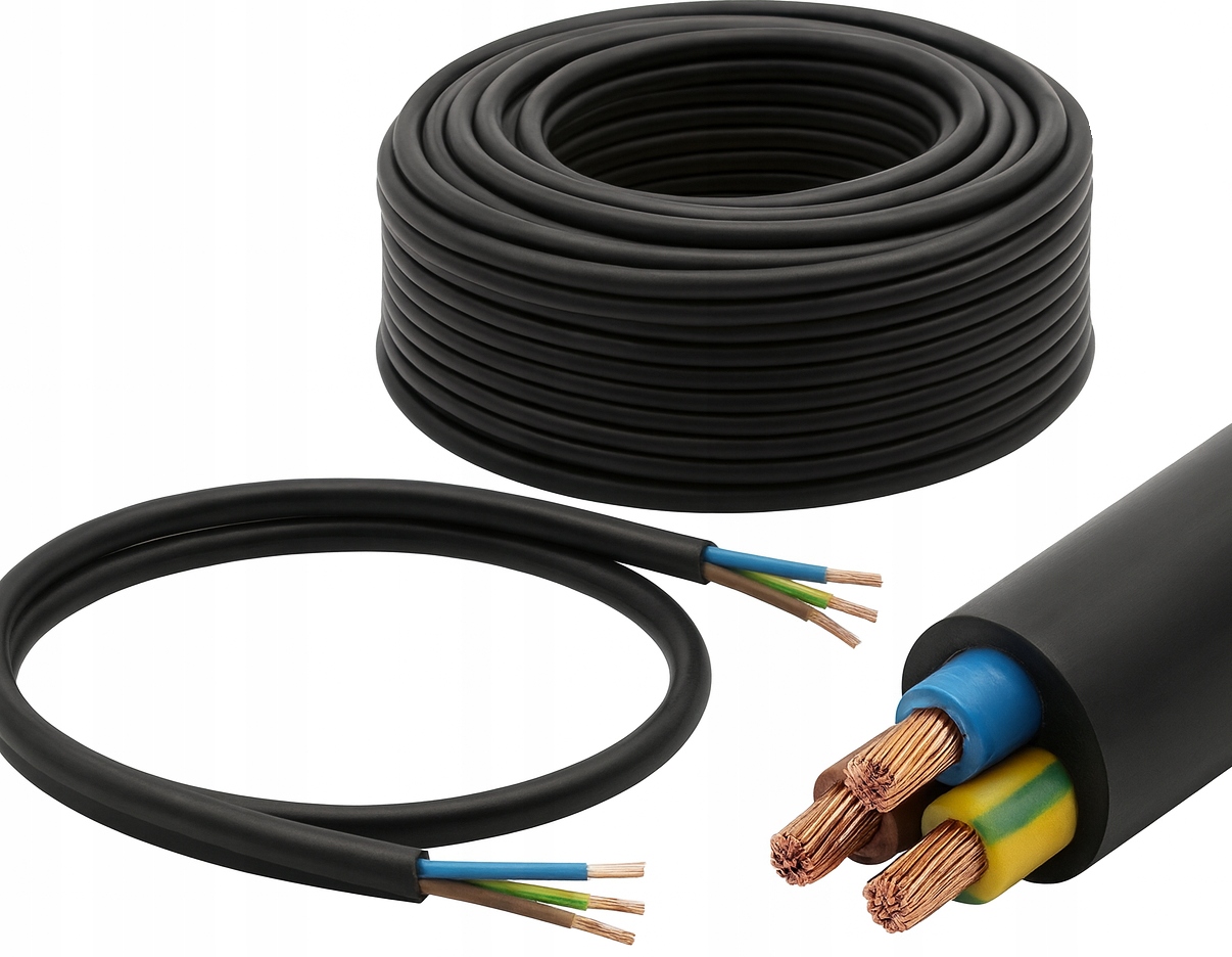 Przewód kabel Omy 3x0,75 H03VV-F miedź linka Czarny Polski 100m