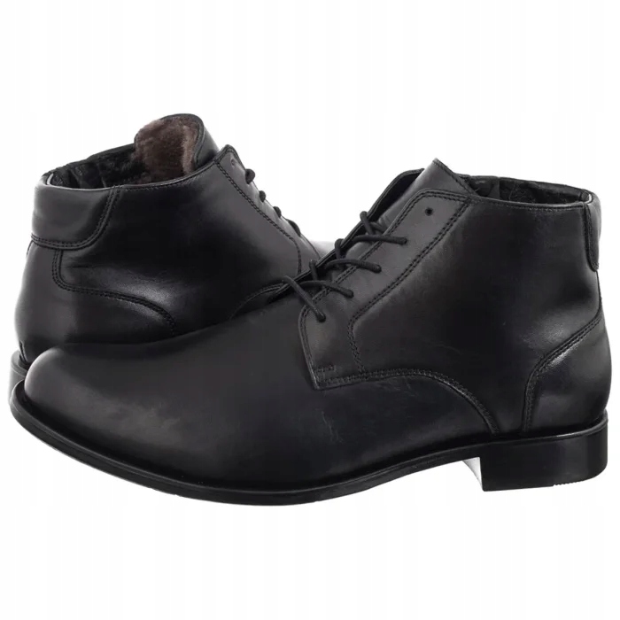 Pánské zateplené boty Klasické Kotníkové Boty Wojas Černá kůže 9081-50
