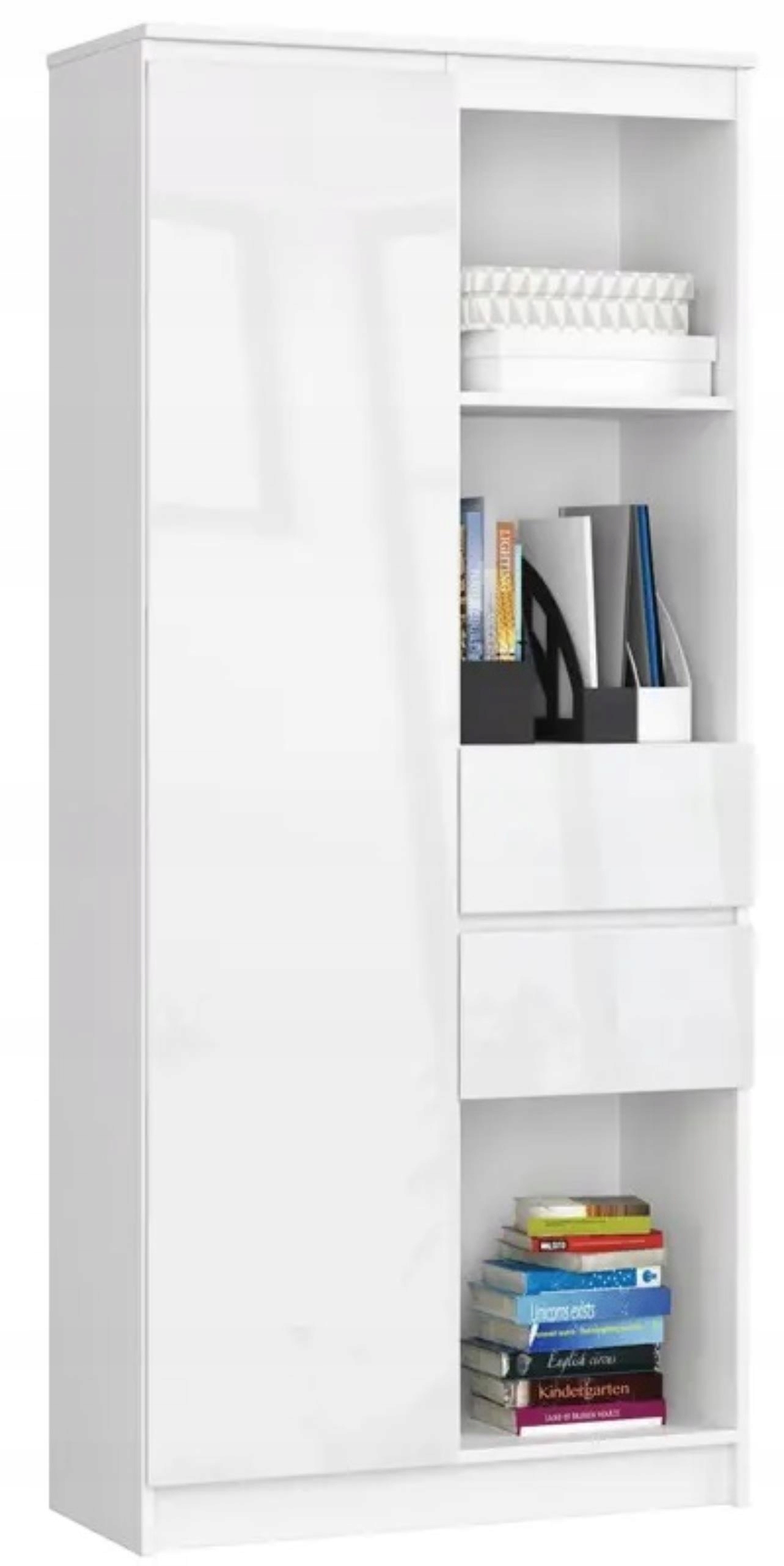 Kancelársky regál R15 Clp 80 cm biely lesk na knihy Akd