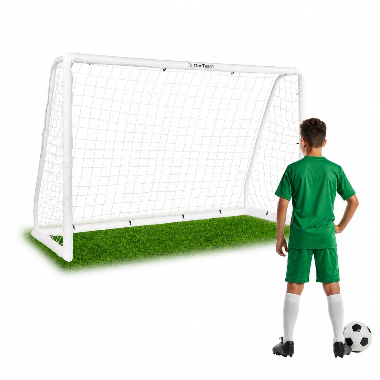Bramka do piłki nożnej OneTeam Pvc 244x150x90cm biały Przenośna Treningowa