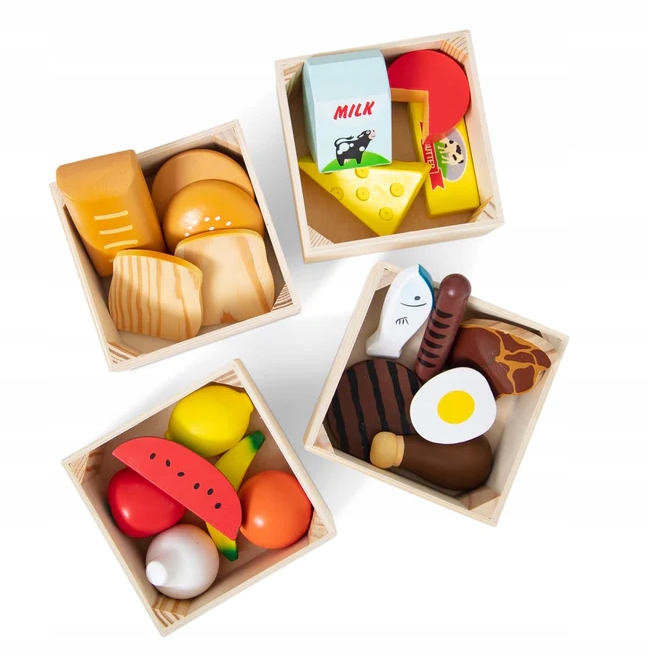 

Melissa and Doug Drewniane skrzynki Jedzenie 3+