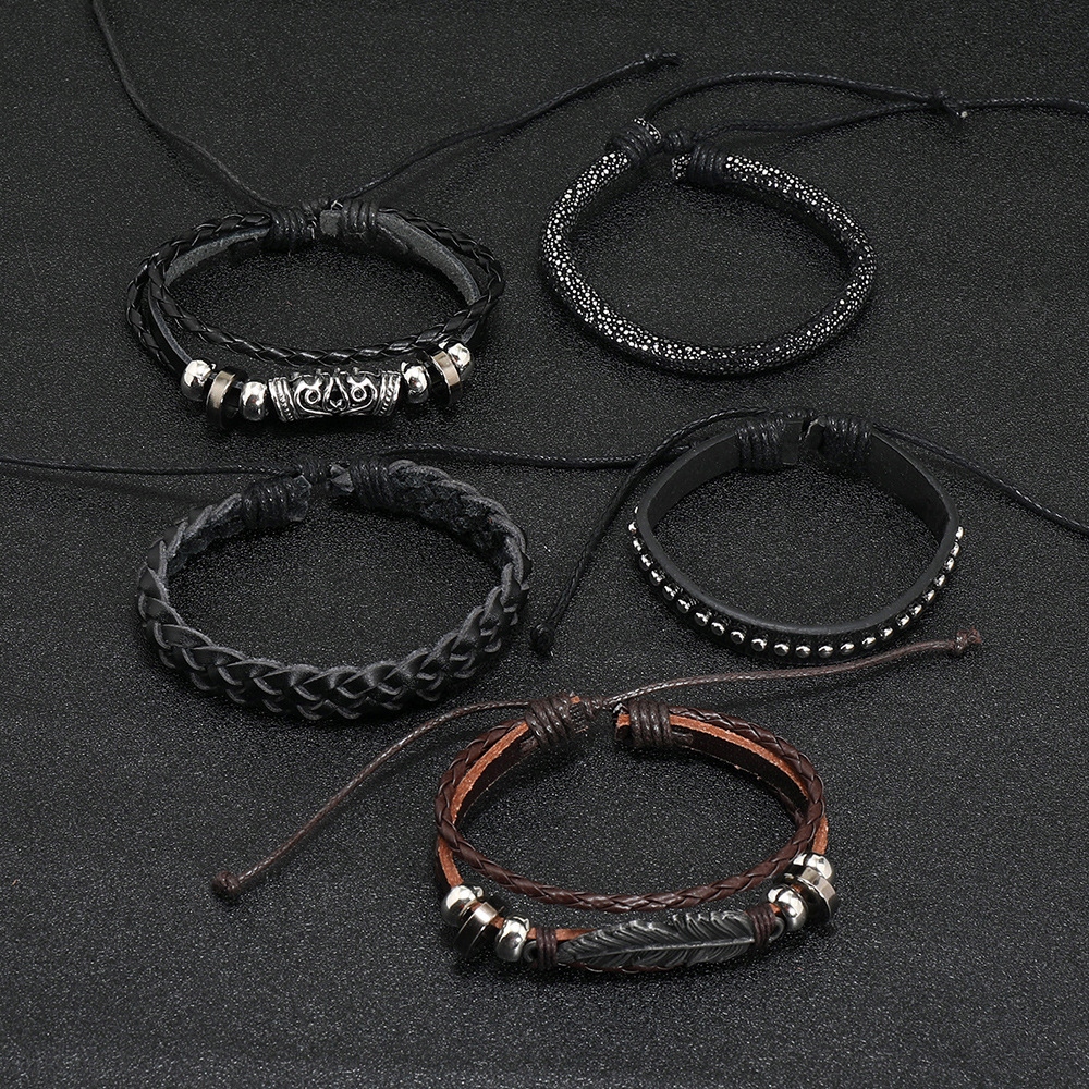 BRANSOLETKA SKÓRZANA MĘSKA ELEGANCKA ZESTAW 9 SZT + TOREBKA PREZENTOWA EAN (GTIN) 5905972125216