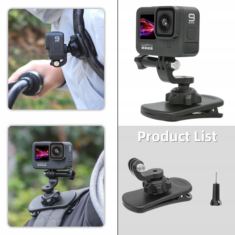 SUREWO Obrotowy Uchwyt Plecakowy Do Kamer Sportowych Hero DJI Campark — miniatura 6