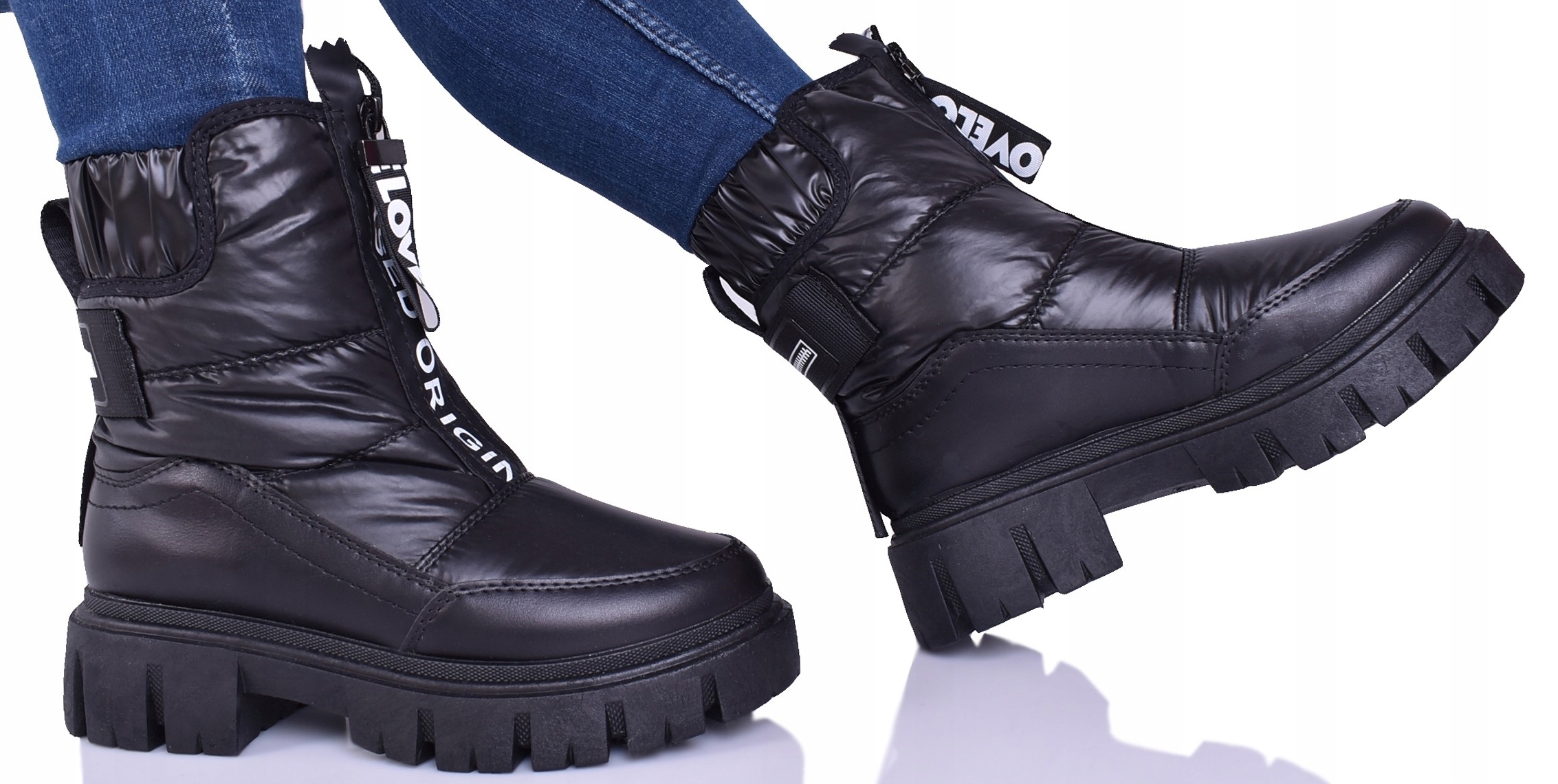 BUTY ZIMOWE CIEPŁE DAMSKIE ŚNIEGOWCE OCIEPLANE