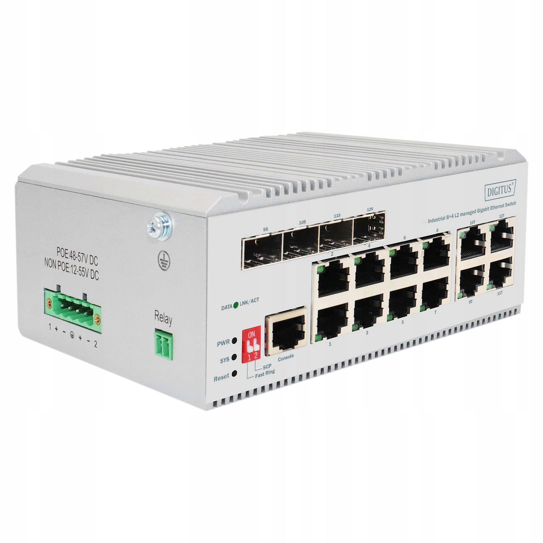 Digitus Industrial 8+4 L2 zarządzalny przełącznik Gigabit 8x RJ45 4x Sfp