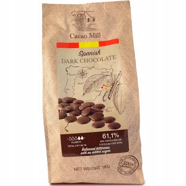 Czekolada Bez Cukru Deserowa ciemna 61,1% Cacao Mill 1kg