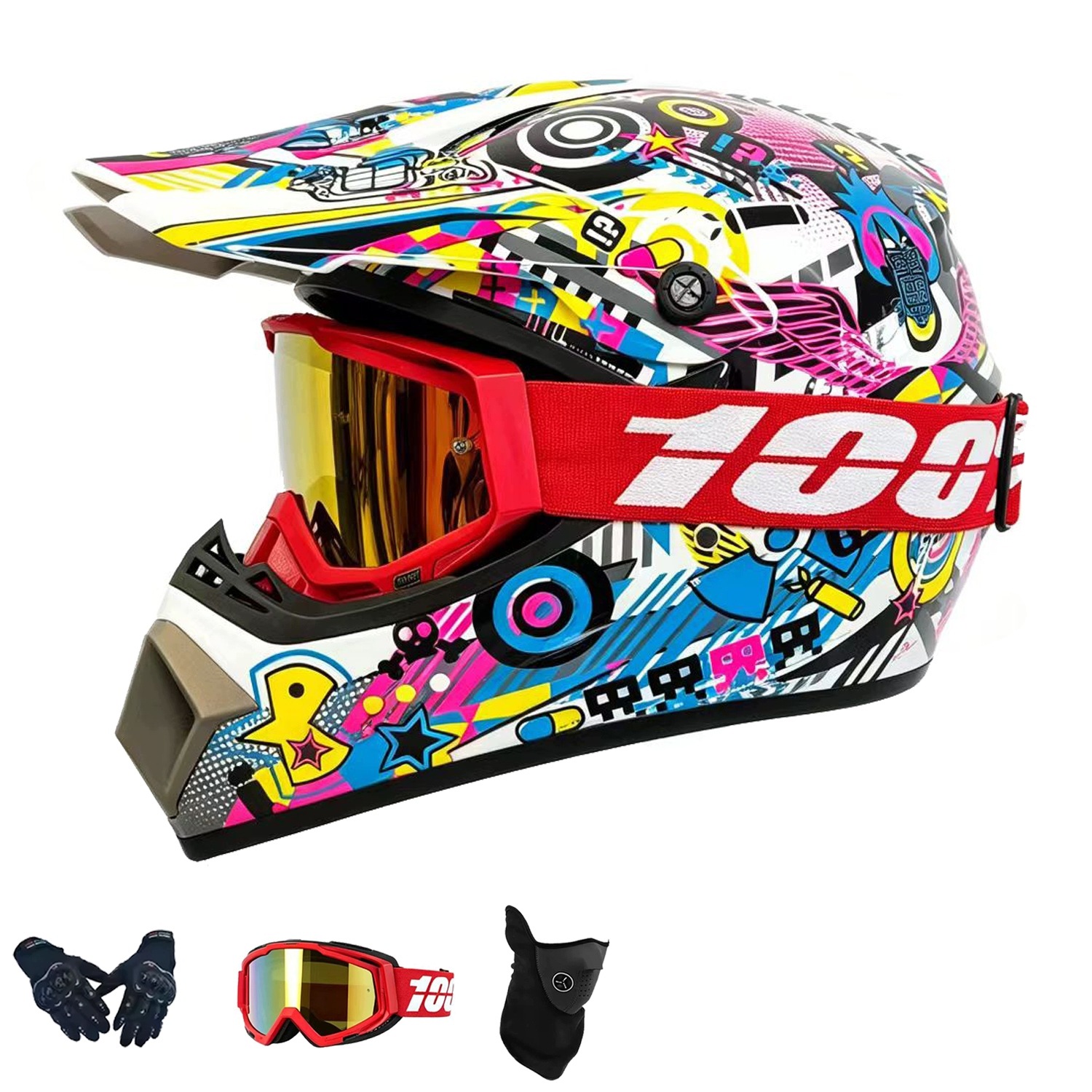 Helma Na Elektrickou Koloběžku Cross Enduro Quad Bmx Helma Brýle Rukavice S
