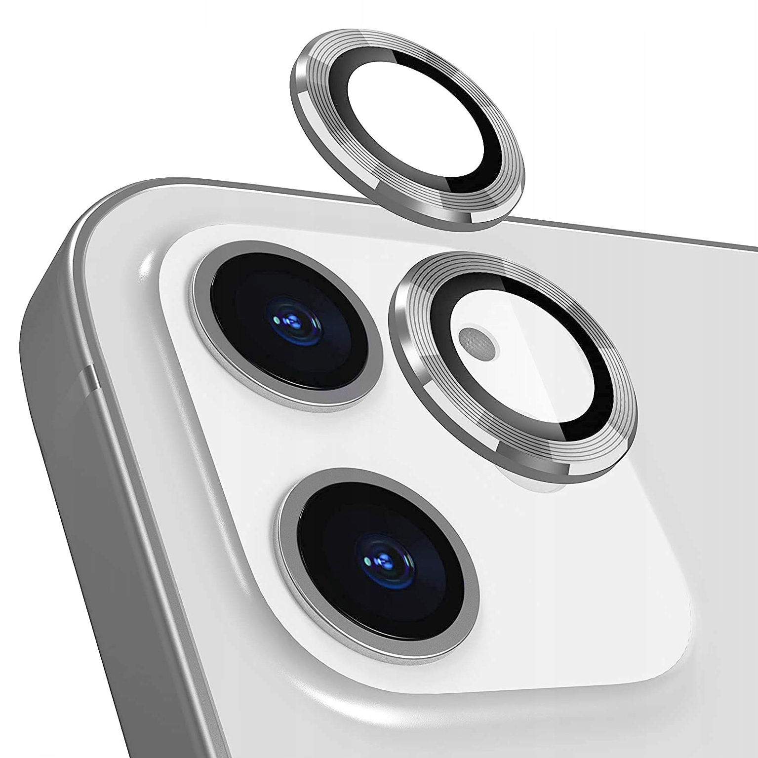 

Ring Szkło na Aparat Ochrona do iPhone 12 Srebrny