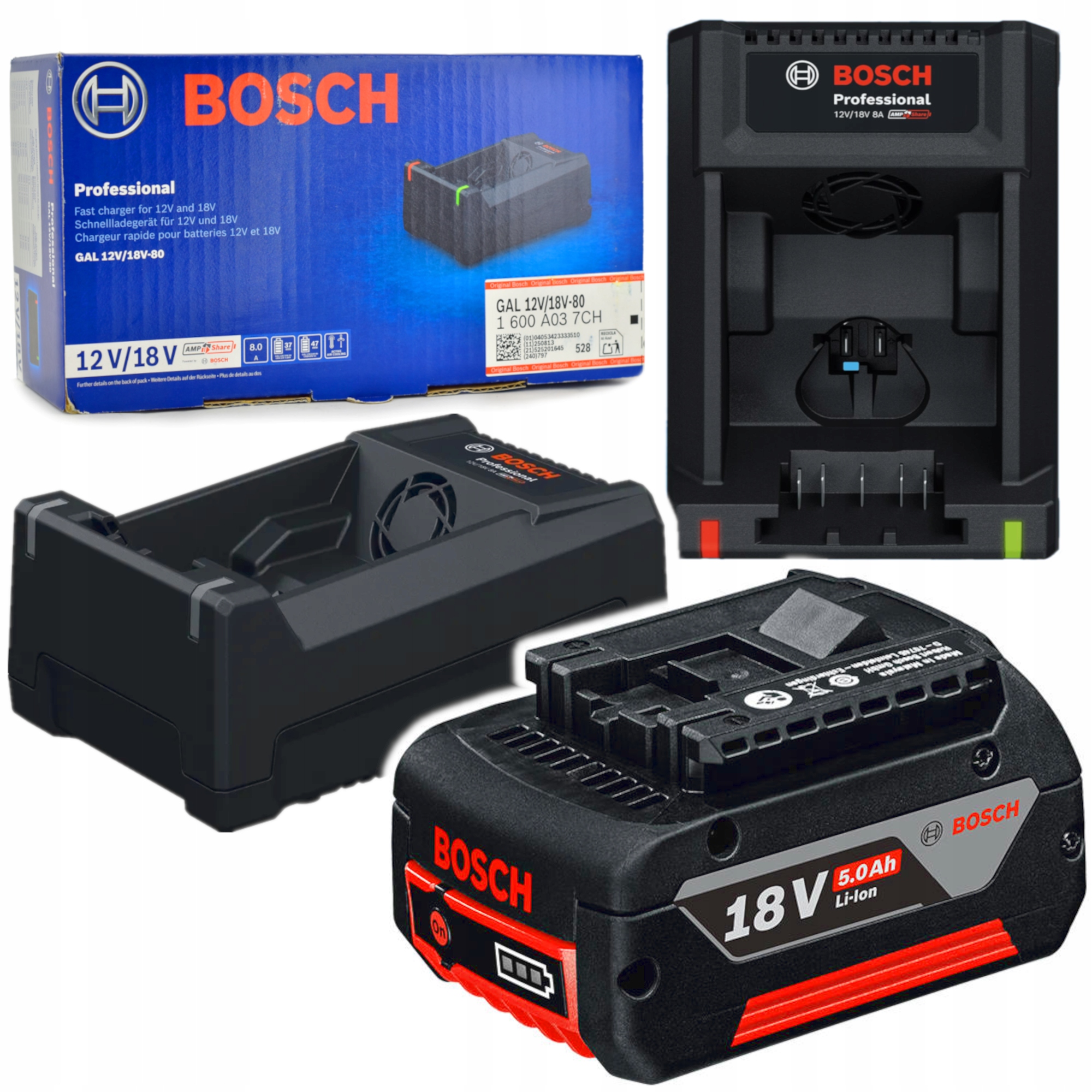 Bosch Gal 12V/18V-80 Gba 18V 5Ah Zestaw zasilający możliwość rozbudowy