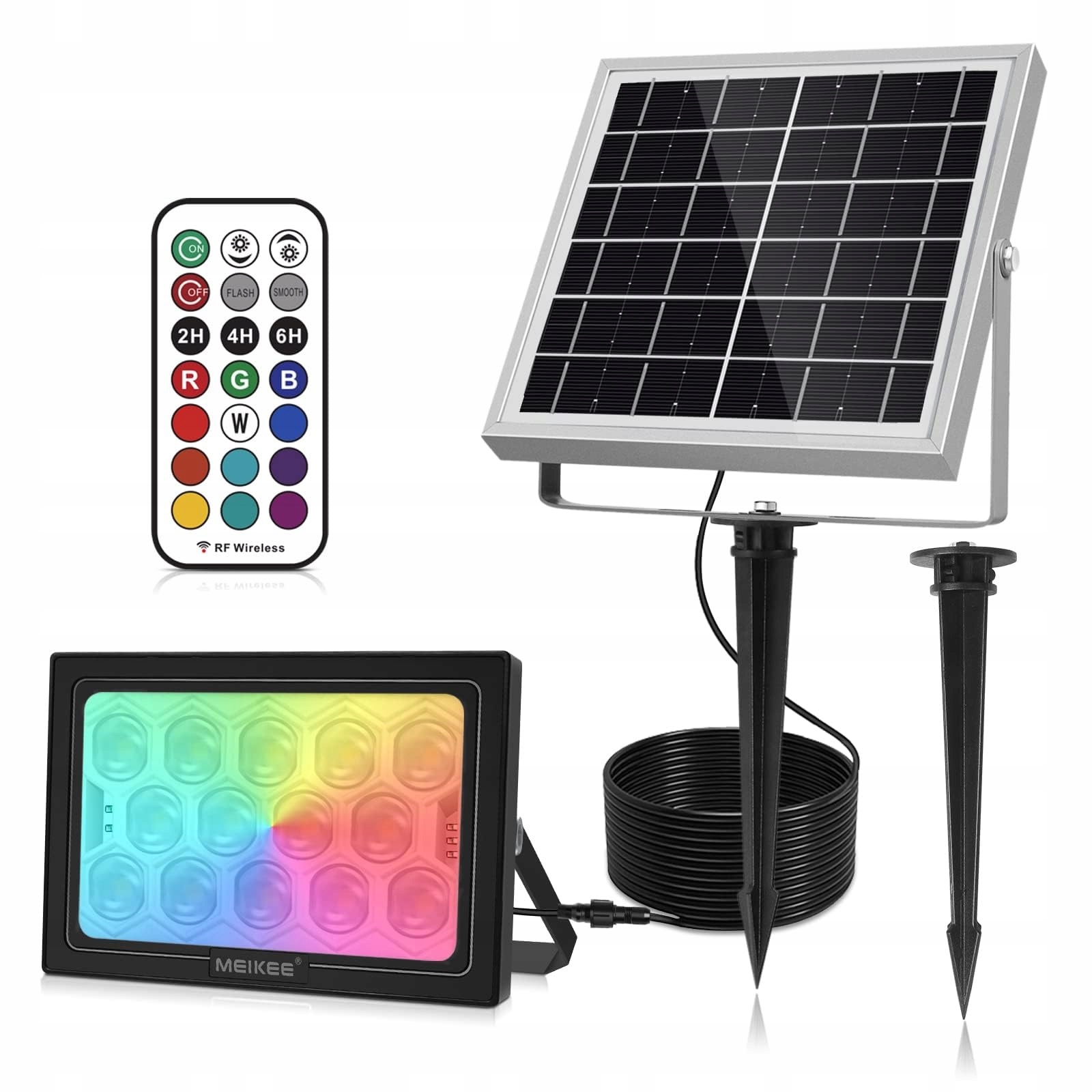 Meikee Reflektor Solarny Wbijany Lampa Ogrodowa Na Imprezę 30W RGB — miniatura 2