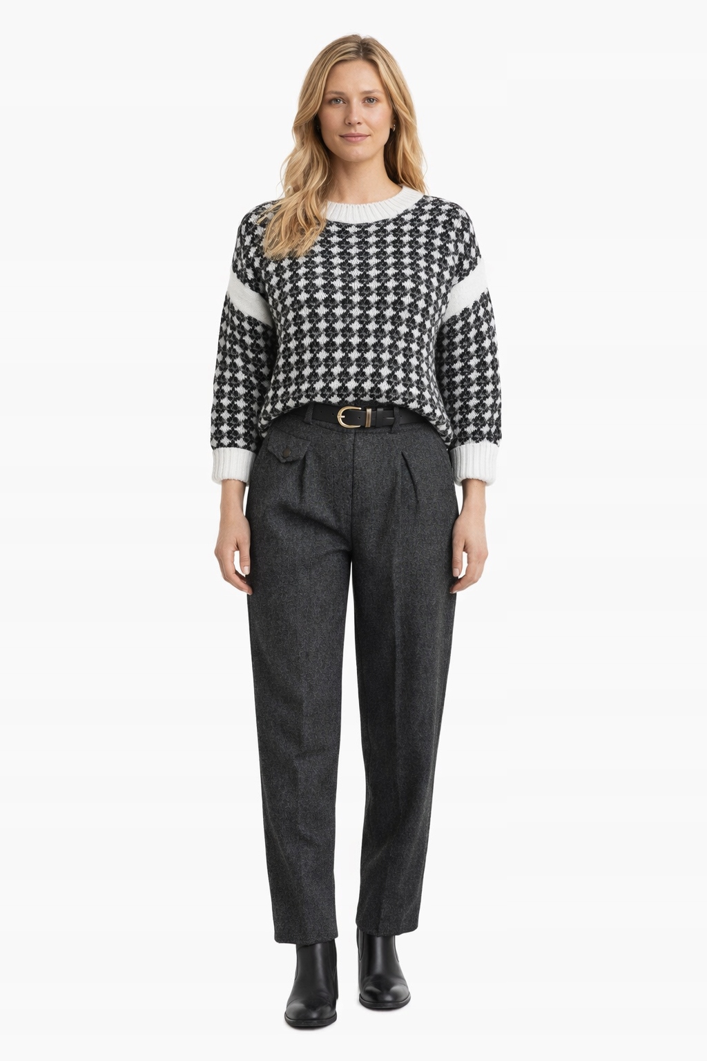 Barbour Černobílý Svetr S Vlnou A Geometrickým Vzorem 34 I1J