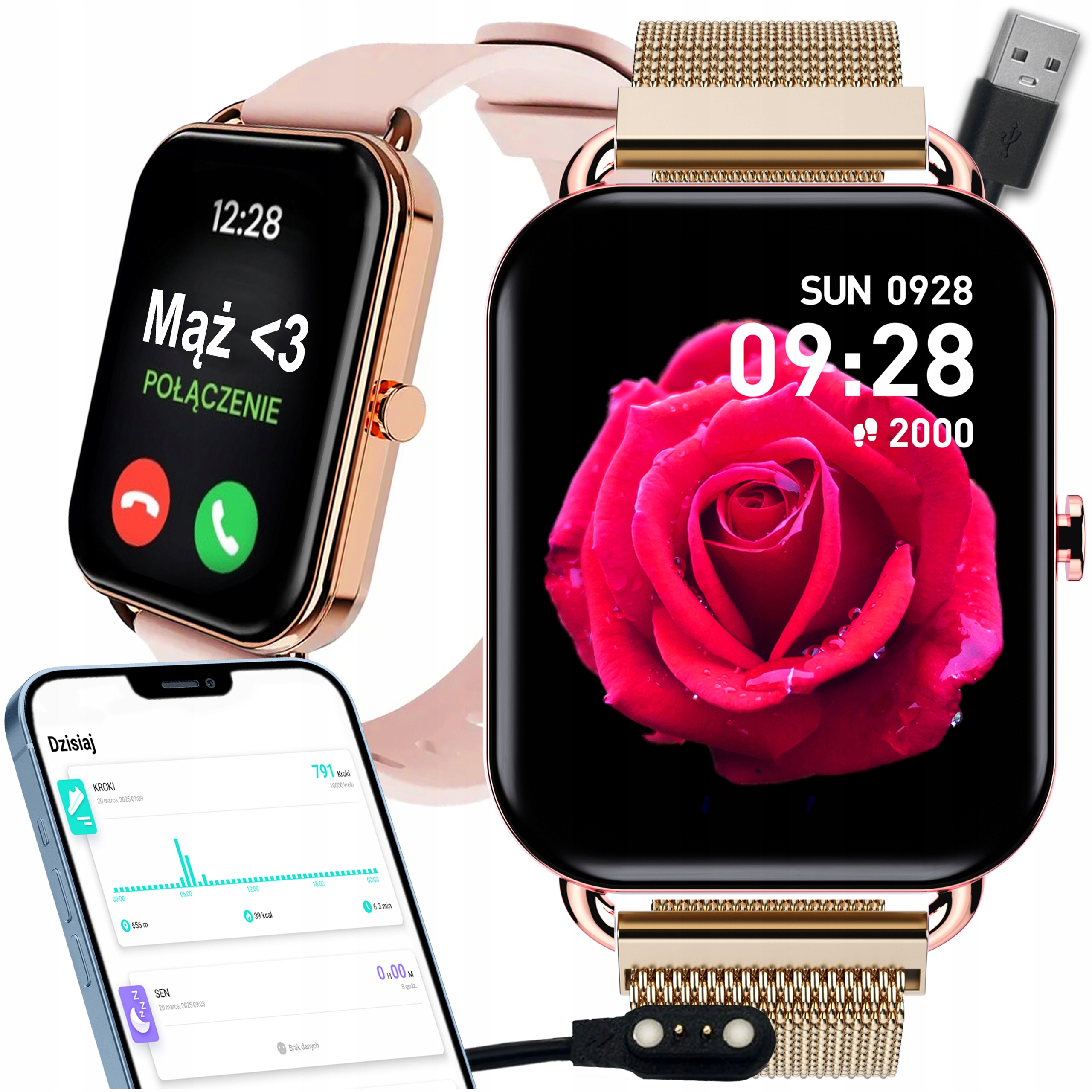 Chytré Hodinky Dámské Voděodolné Hodinky Sportovní Hovory Měření Polské Menu